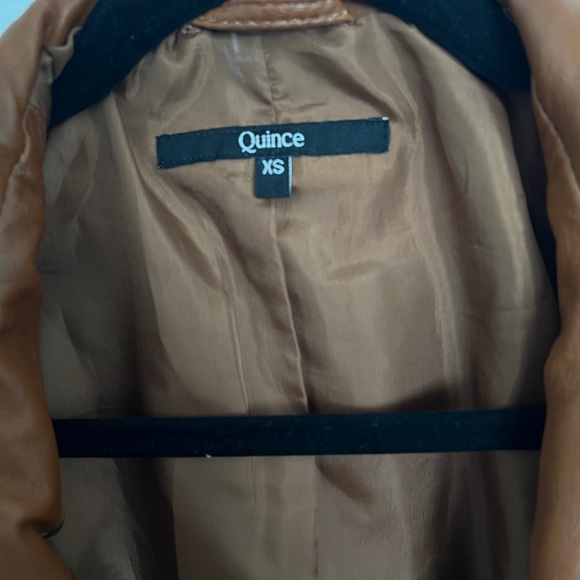 Quince 100% sheep leather brown cropped zip front jacket XS - Picture 3 of 8